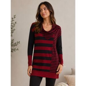 Take 50% OFF- Women’s Striped Red and Black Sweater, Size-XL